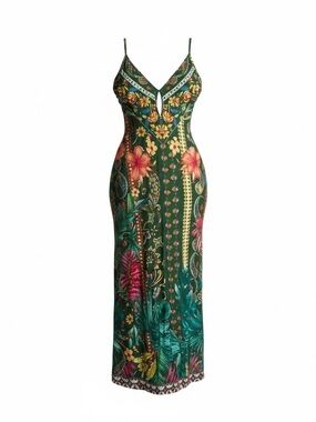 Spaghetti Strap Floral Maxi Dress in Green